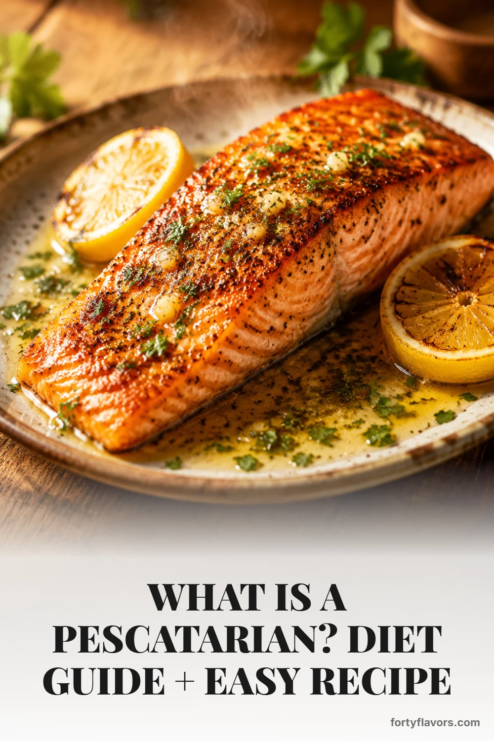 What Is a Pescatarian? Diet Guide + Easy Recipe – Pinterest pin 1