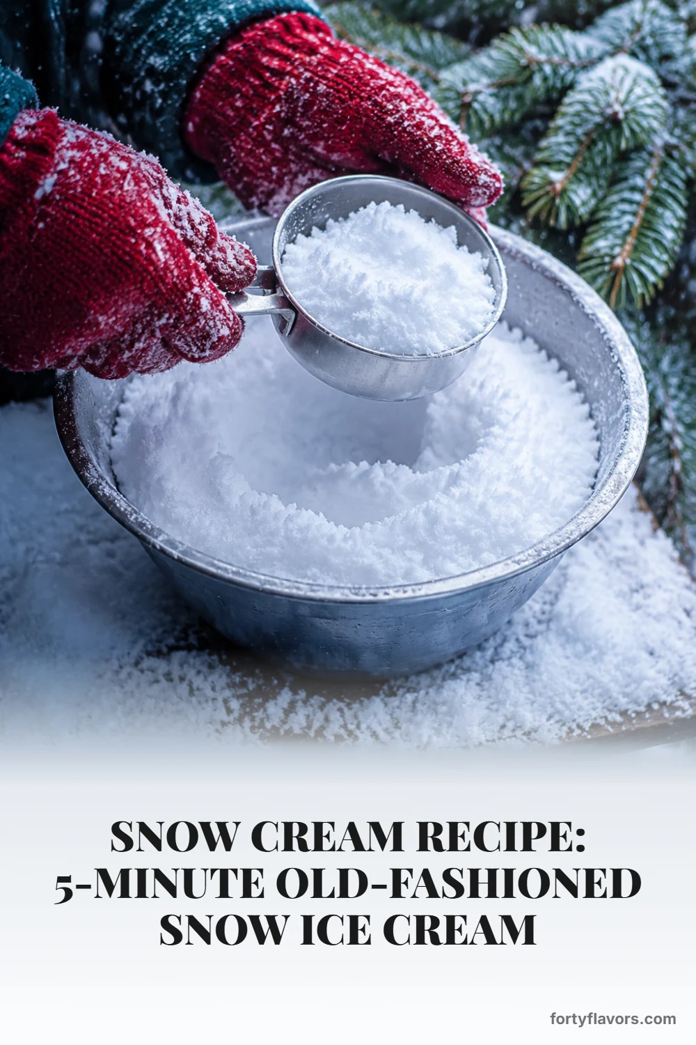 Snow Cream Recipe: 5-Minute Old-Fashioned Snow Ice Cream – Pinterest pin 3