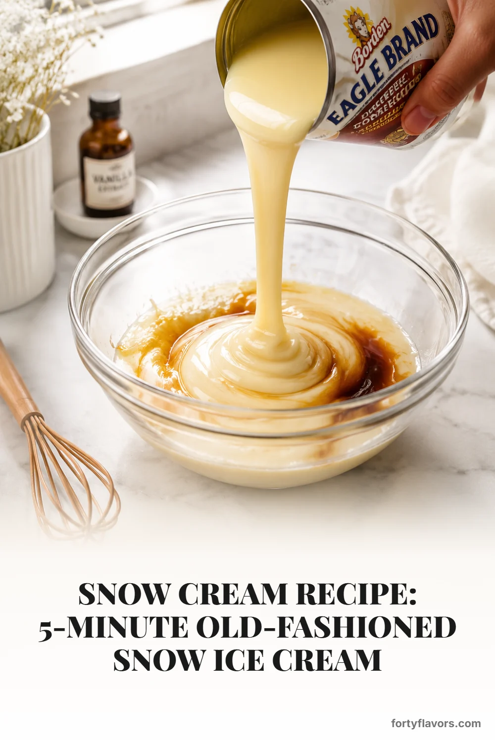 Snow Cream Recipe: 5-Minute Old-Fashioned Snow Ice Cream – Pinterest pin 4