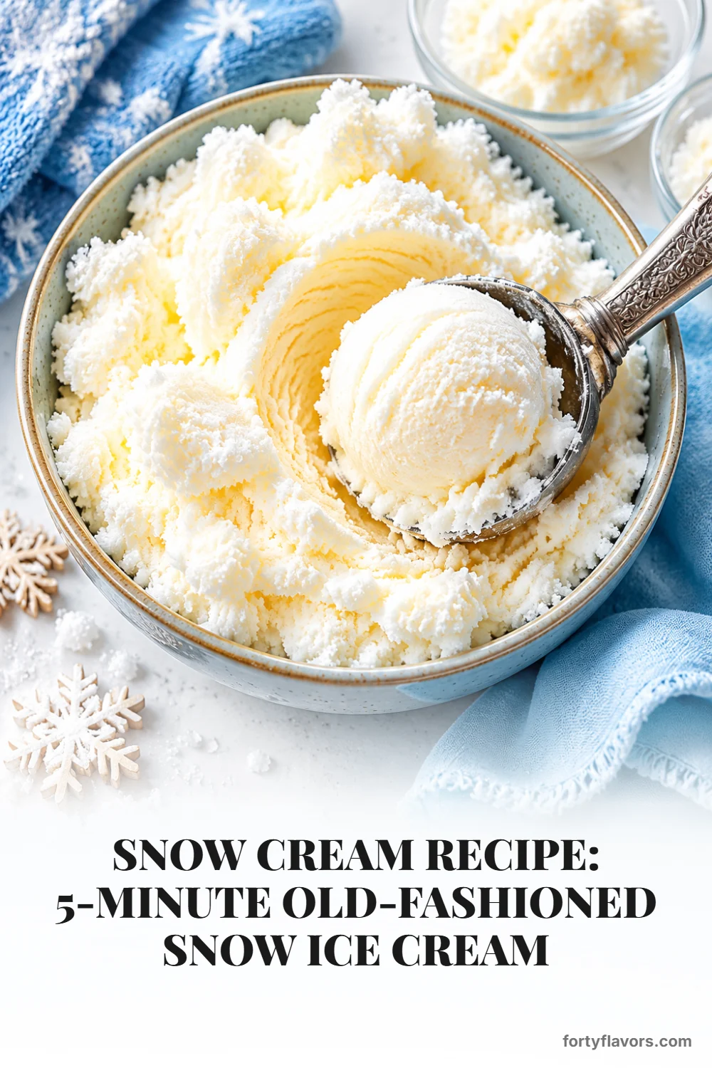 Snow Cream Recipe: 5-Minute Old-Fashioned Snow Ice Cream – Pinterest pin 6