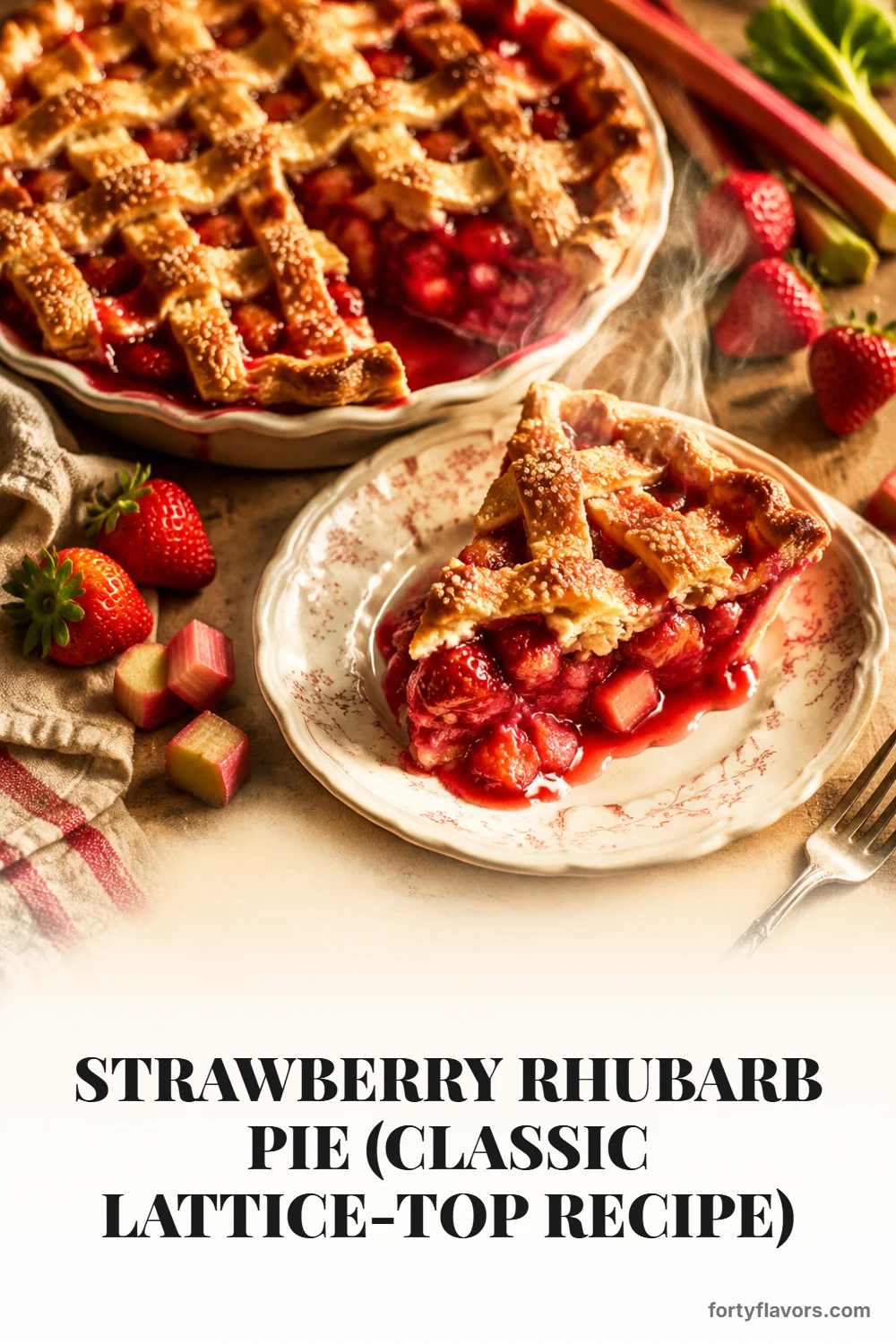 Strawberry Rhubarb Pie (Classic Lattice-Top Recipe) – Pinterest pin 1