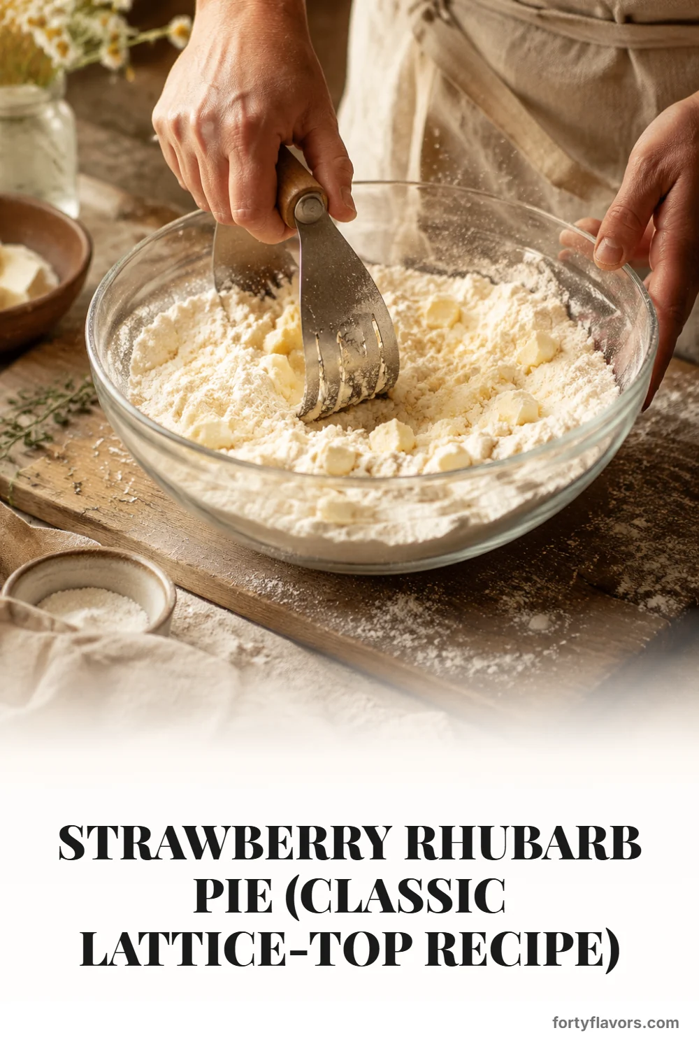 Strawberry Rhubarb Pie (Classic Lattice-Top Recipe) – Pinterest pin 3