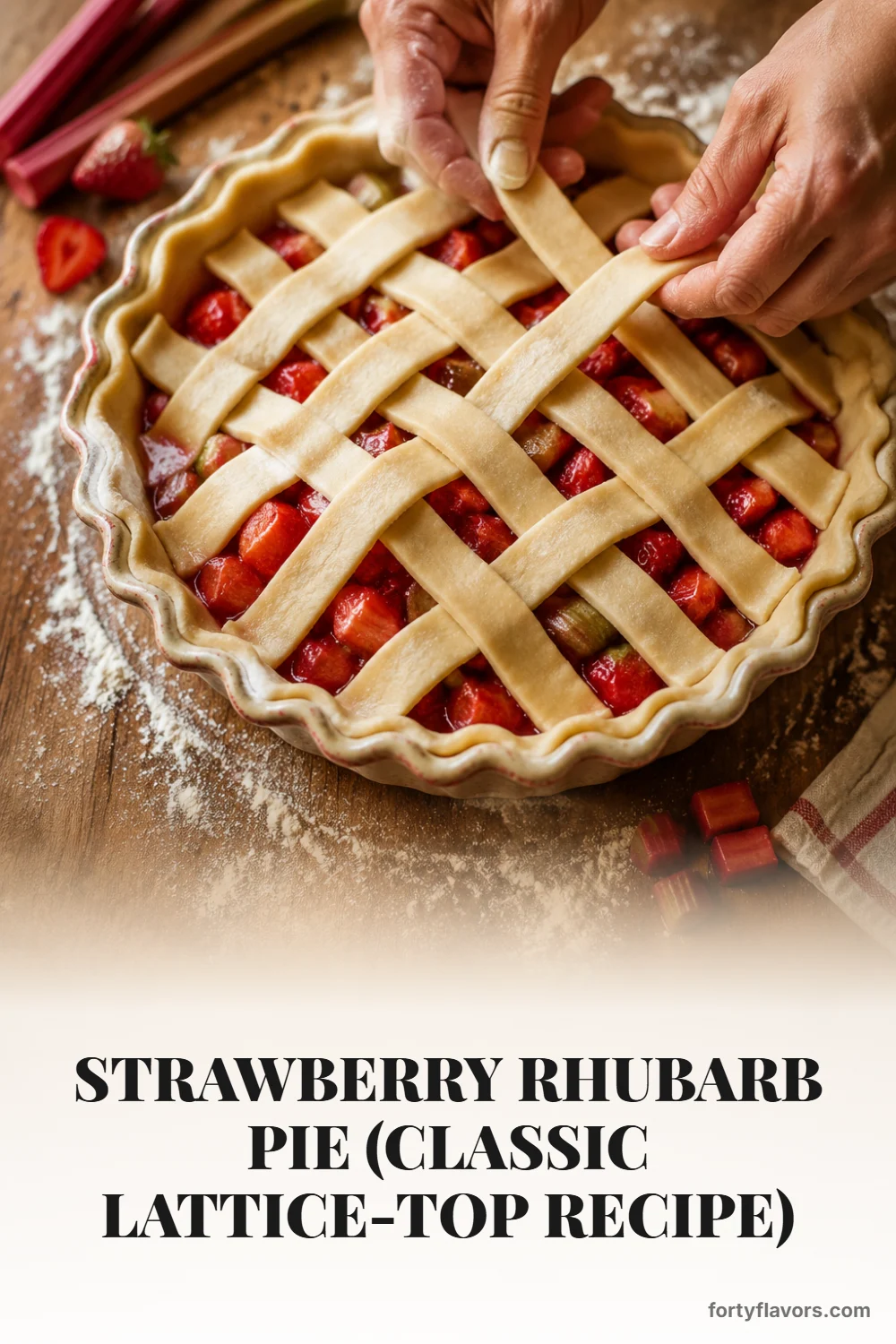Strawberry Rhubarb Pie (Classic Lattice-Top Recipe) – Pinterest pin 5