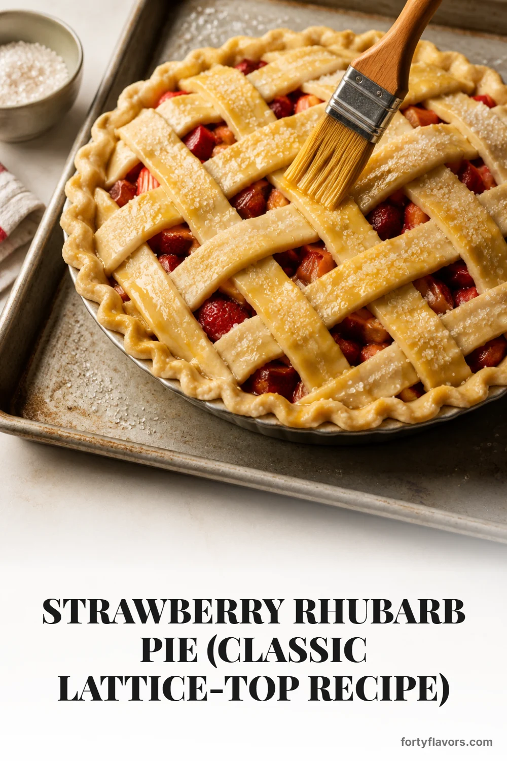 Strawberry Rhubarb Pie (Classic Lattice-Top Recipe) – Pinterest pin 6