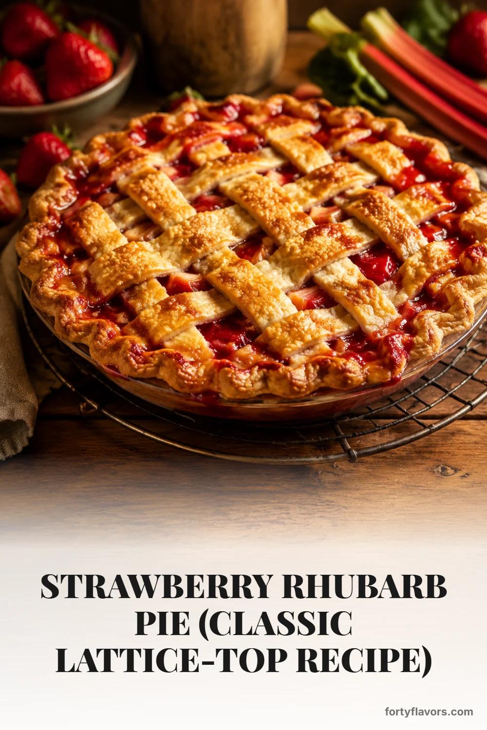 Strawberry Rhubarb Pie (Classic Lattice-Top Recipe) – Pinterest pin 7