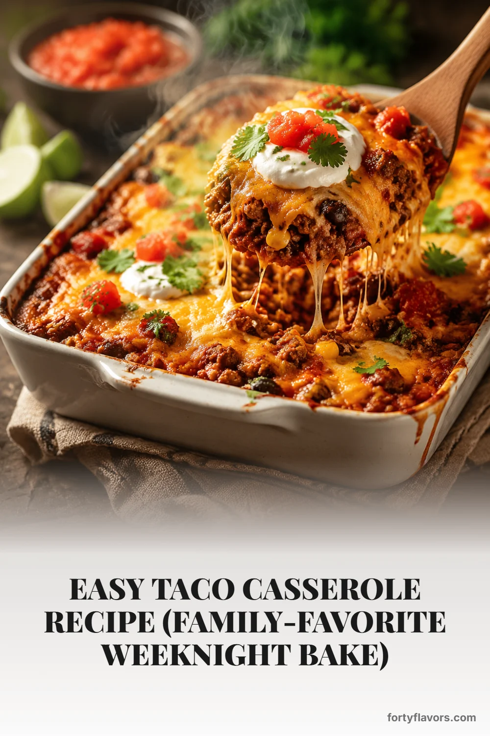 Easy Taco Casserole Recipe (Family-Favorite Weeknight Bake) – Pinterest pin 1