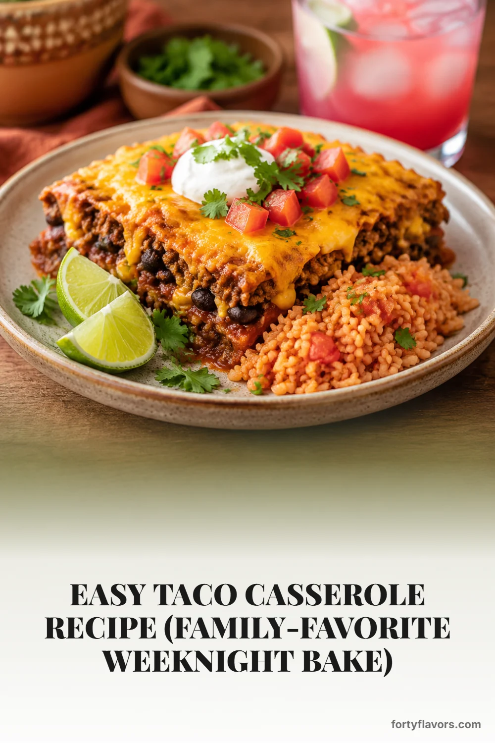 Easy Taco Casserole Recipe (Family-Favorite Weeknight Bake) – Pinterest pin 8