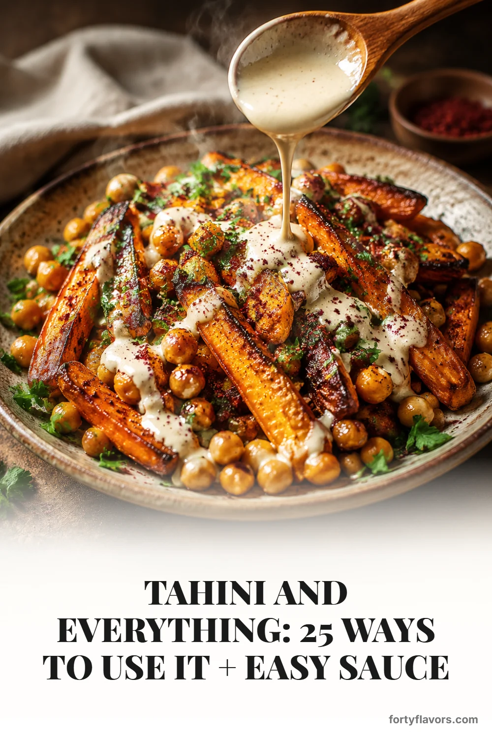 Tahini and Everything: 25 Ways to Use It + Easy Sauce – Pinterest pin 1
