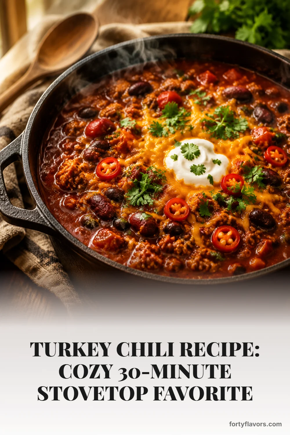 Turkey Chili Recipe: Cozy 30-Minute Stovetop Favorite – Pinterest pin 1