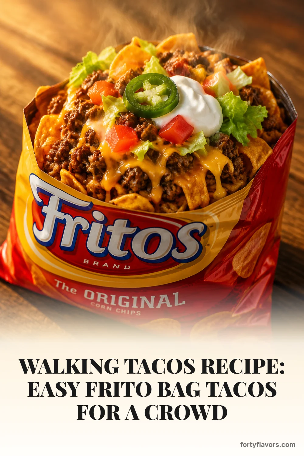 Walking Tacos Recipe: Easy Frito Bag Tacos for a Crowd – Pinterest pin 1