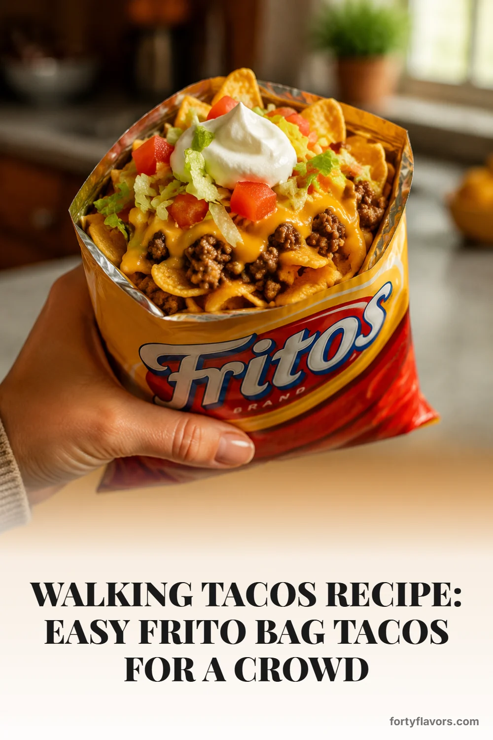 Walking Tacos Recipe: Easy Frito Bag Tacos for a Crowd – Pinterest pin 6