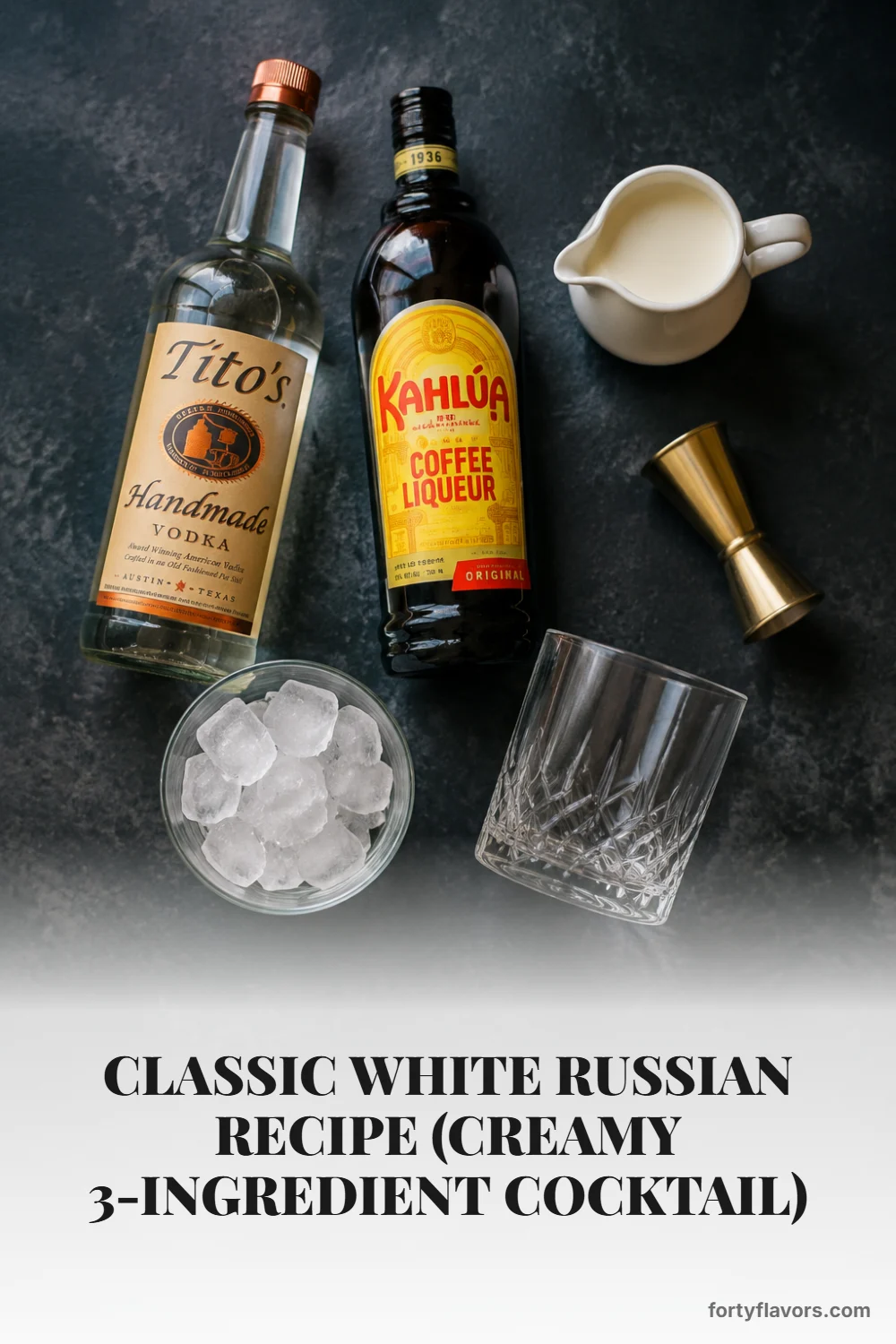 Classic White Russian Recipe (Creamy 3-Ingredient Cocktail) – Pinterest pin 2